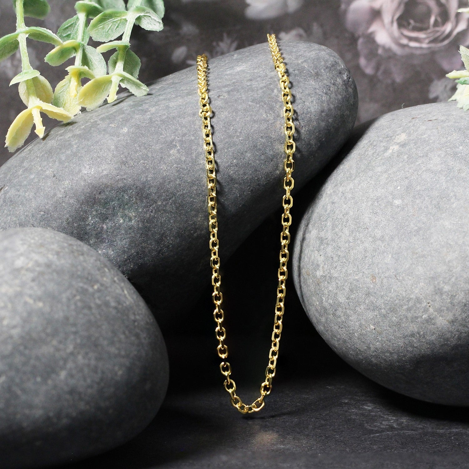 2.3mm 14k Yellow Gold Diamond Cut Cable Link Chain Bids.com