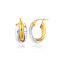 14k Two-Tone Gold Double Row Intertwined Oval Hoop Earrings Bids.com