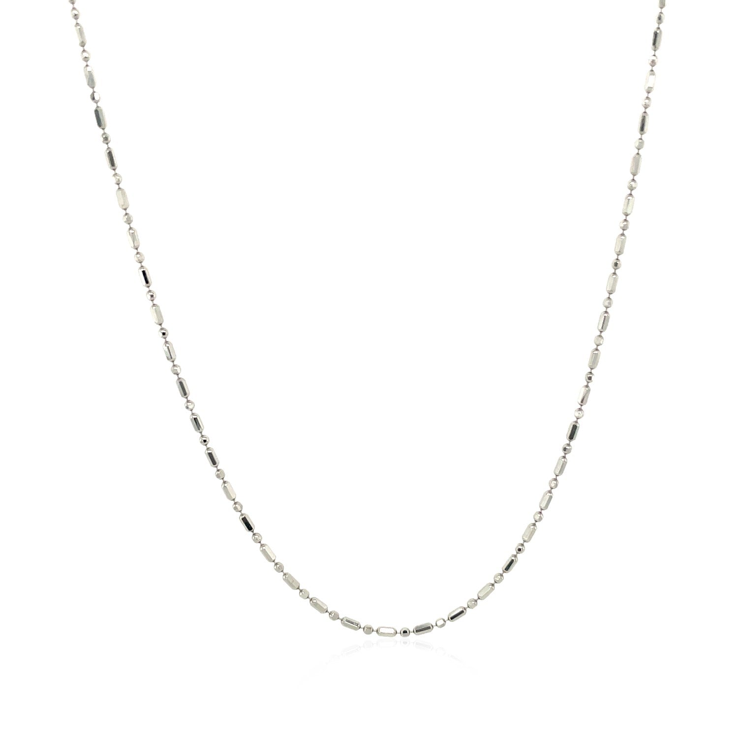 14k White Gold Diamond-Cut Bead Chain 1.0mm Bids.com