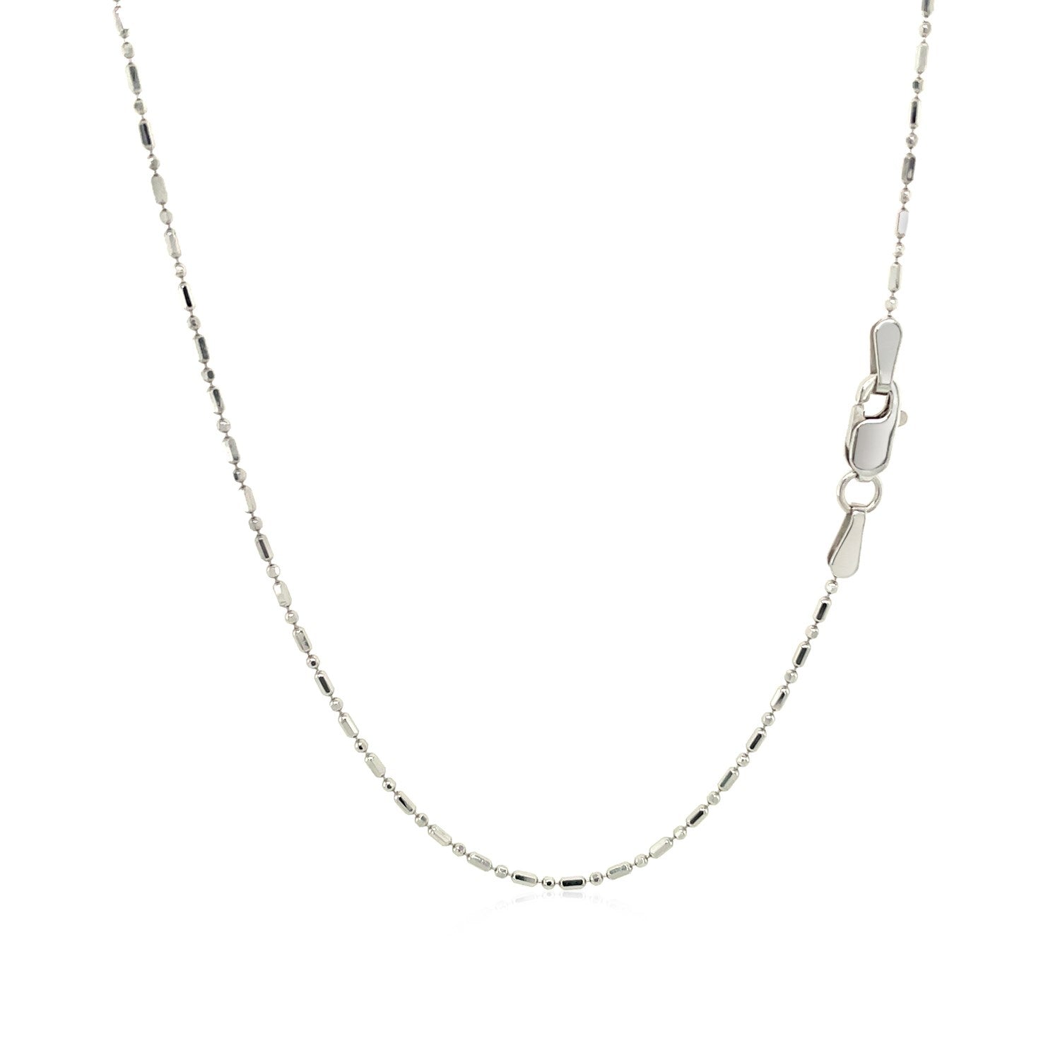14k White Gold Diamond-Cut Bead Chain 1.0mm Bids.com