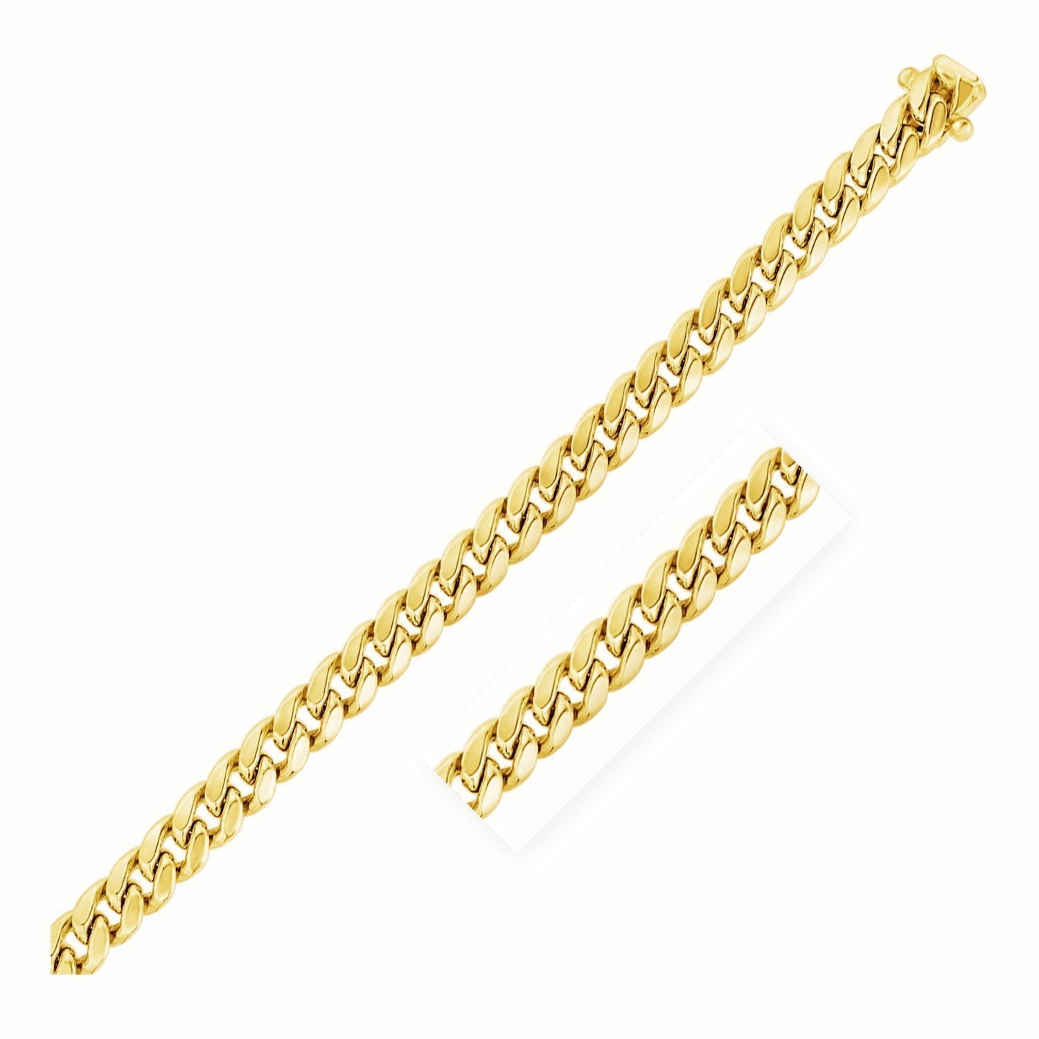 7.25mm 10k Yellow Gold Semi Solid Miami Cuban Chain Bids.com