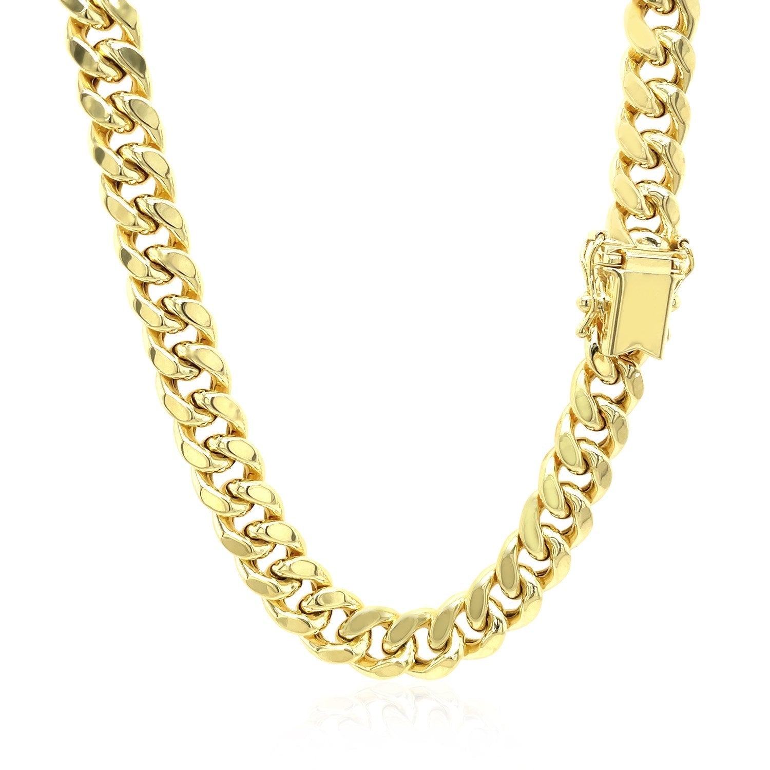 7.25mm 10k Yellow Gold Semi Solid Miami Cuban Chain Bids.com