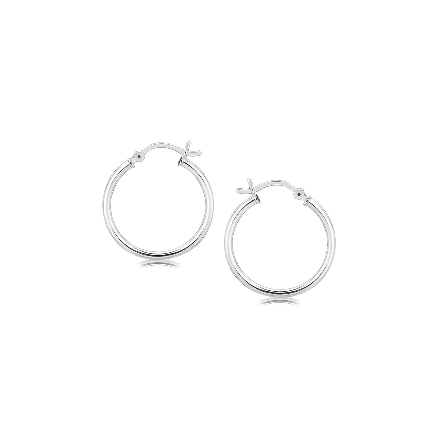 Sterling Silver Polished Thin Hoop Earrings with Rhodium Plating (20mm) Bids.com