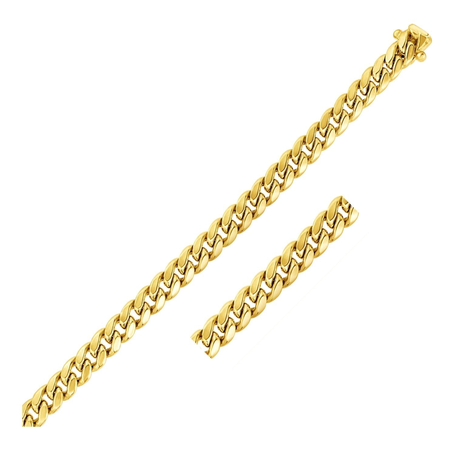 10k Yellow Gold Semi Solid Miami Cuban Bracelet (7.20 mm) Bids.com
