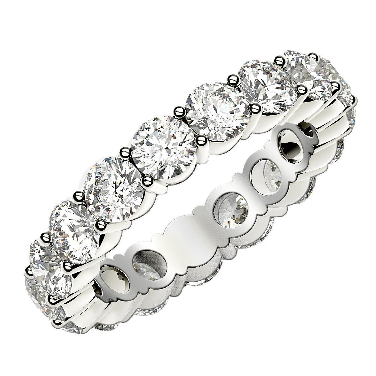 Round Cut Lab Grown Diamond Eternity Ring in 14k White Gold (3 cttw FG/VS2) Bids.com