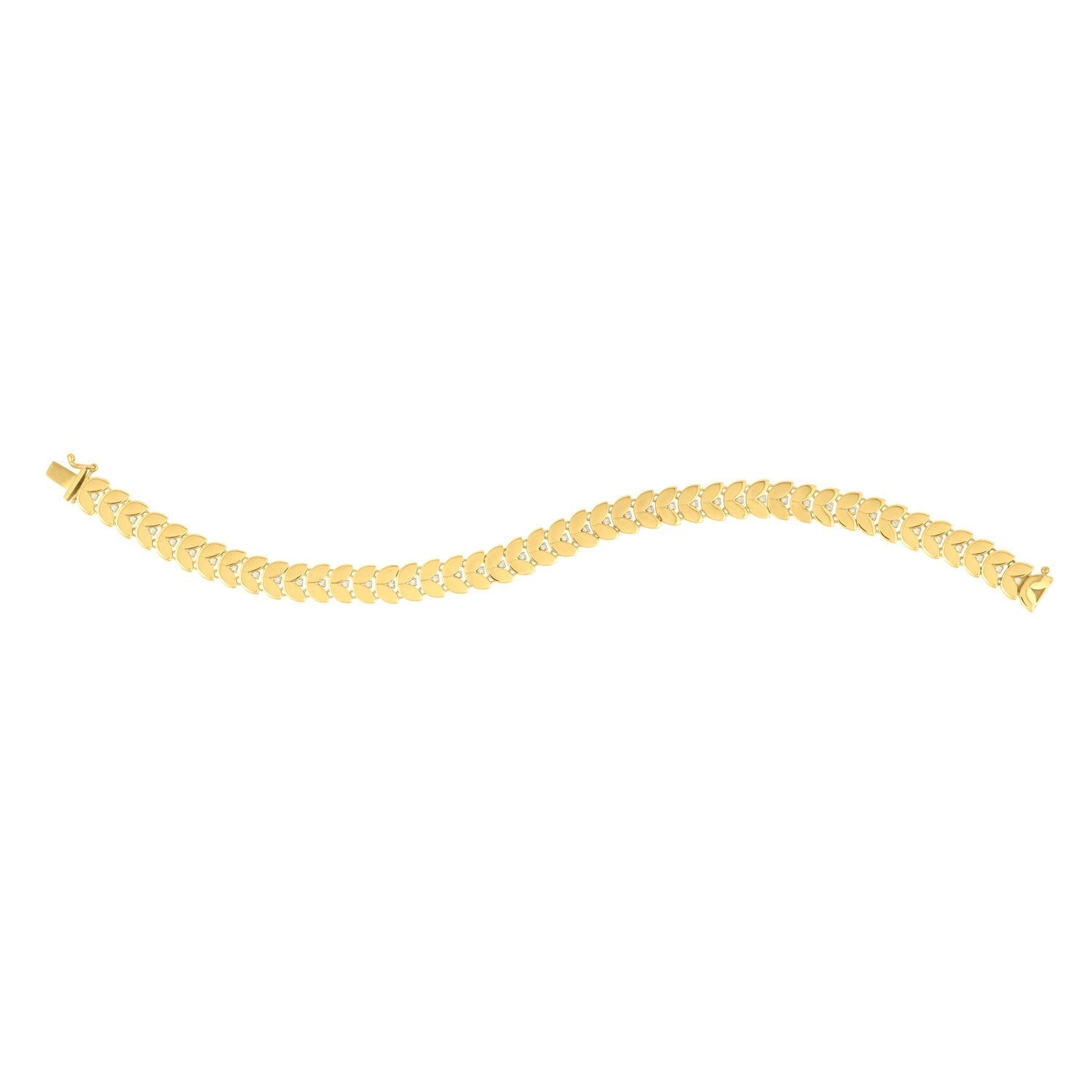 14k Yellow Gold 7 1/2 inch Laurel Leaf Bracelet with Diamond (7.40 mm) Bids.com