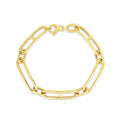 14k Yellow Gold 7 1/4 inch Elongated Alternating Mariner Link Bracelet (7.40 mm) Bids.com