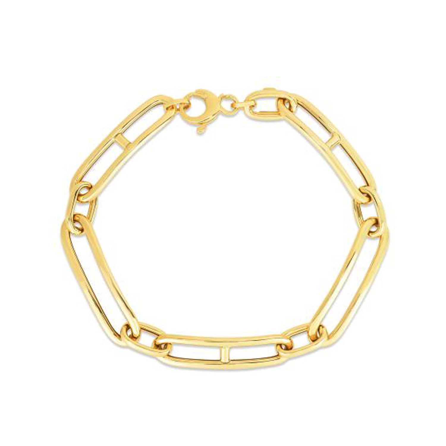14k Yellow Gold 7 1/4 inch Elongated Alternating Mariner Link Bracelet (7.40 mm) Bids.com