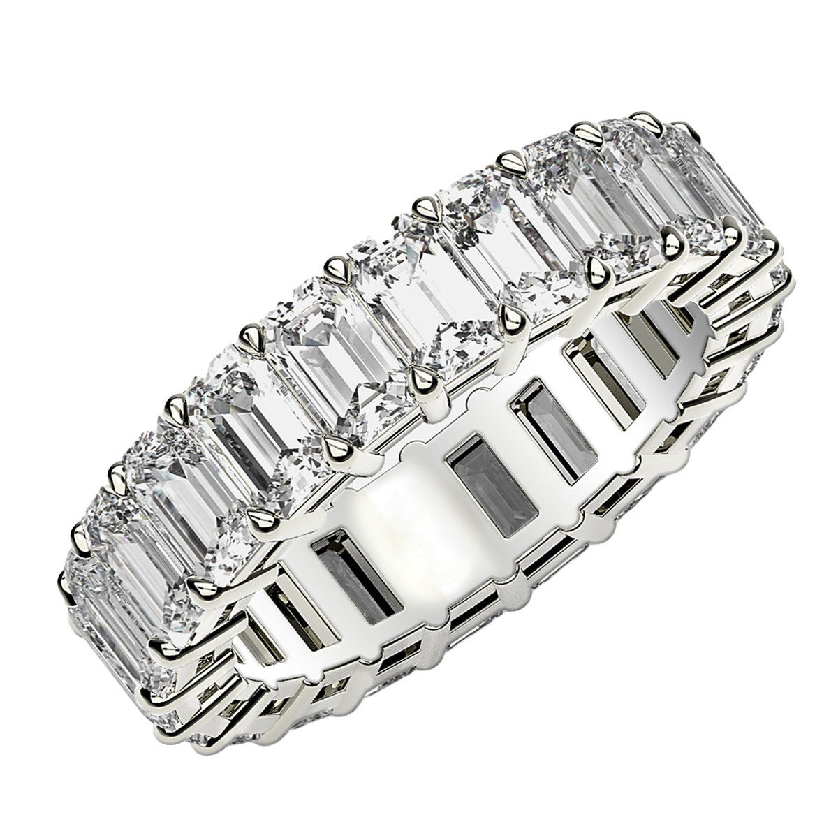 Emerald Cut Lab Grown Diamond Eternity Ring in 14k White Gold (4 cttw FG/VS2) Bids.com