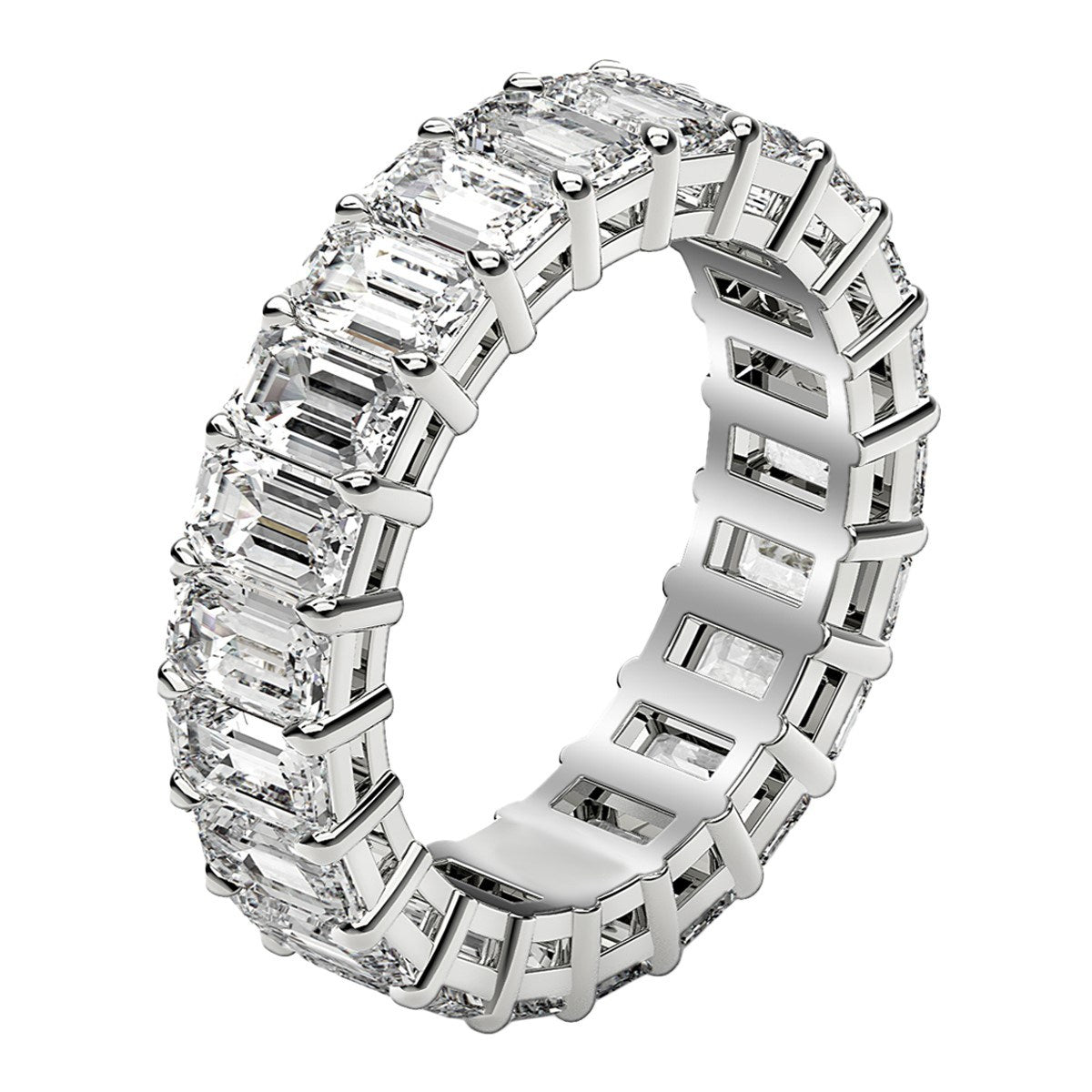 Emerald Cut Lab Grown Diamond Eternity Ring in 14k White Gold (4 cttw FG/VS2) Bids.com