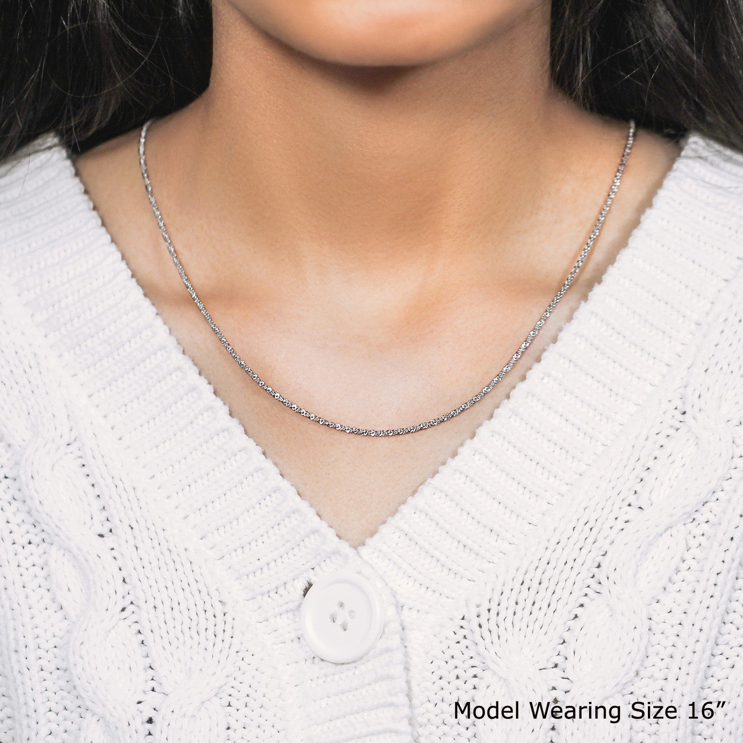 Sterling Silver 1.5mm Adjustable Sparkle Chain Bids.com