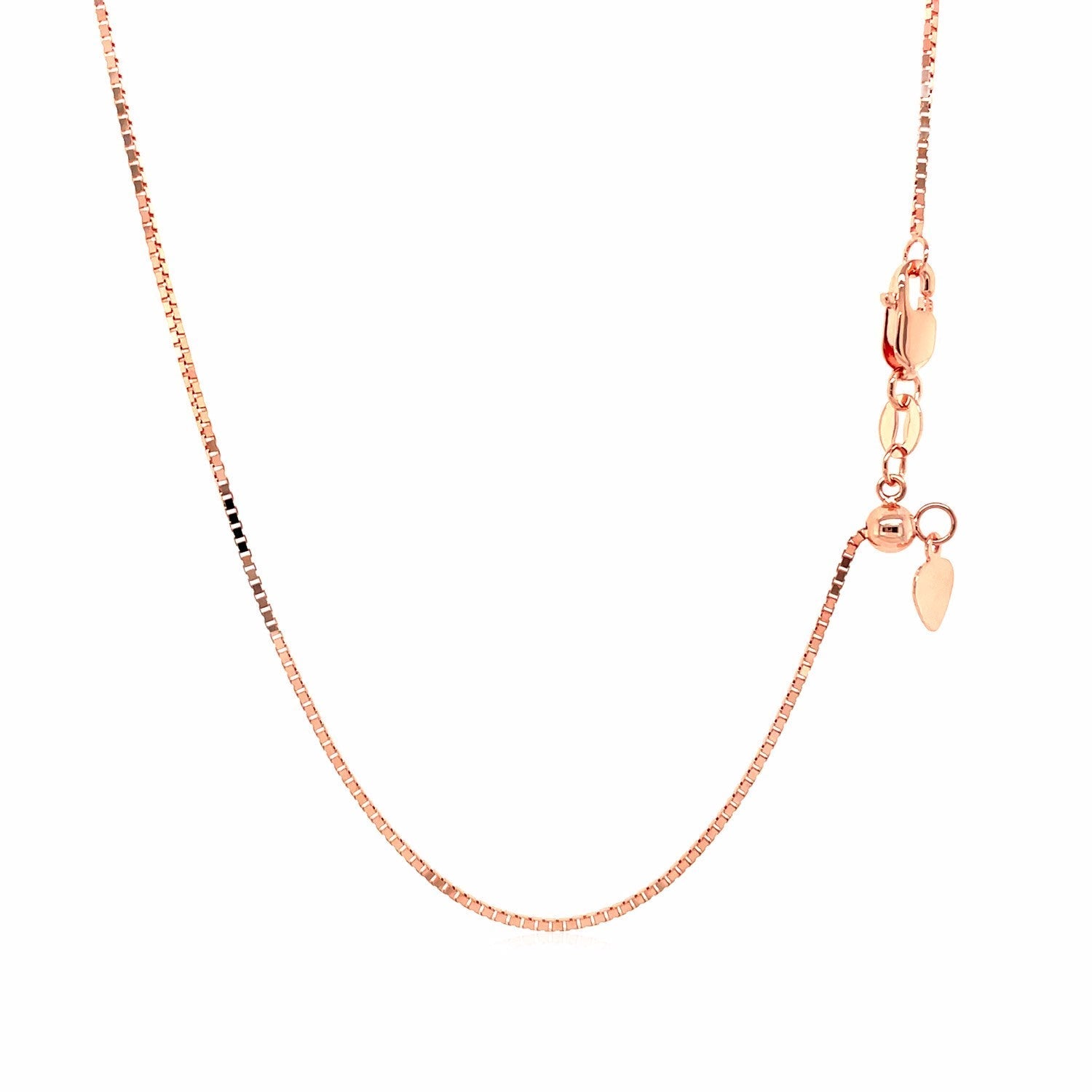 14k Rose Gold Adjustable Box Chain 0.85mm Bids.com
