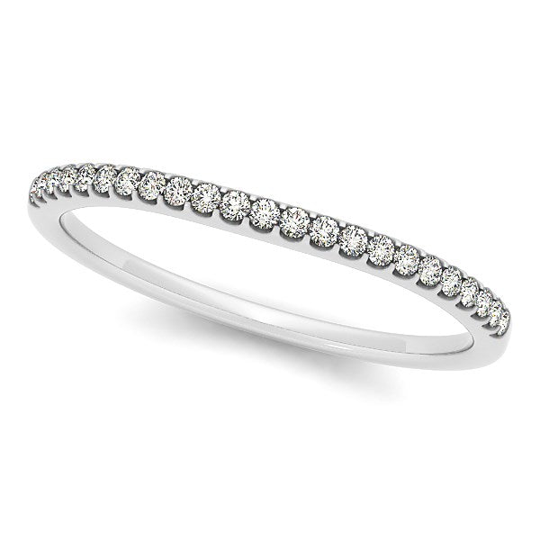 14k White Gold Scallop Setting Round Diamond Wedding Band (1/10 cttw) Bids.com