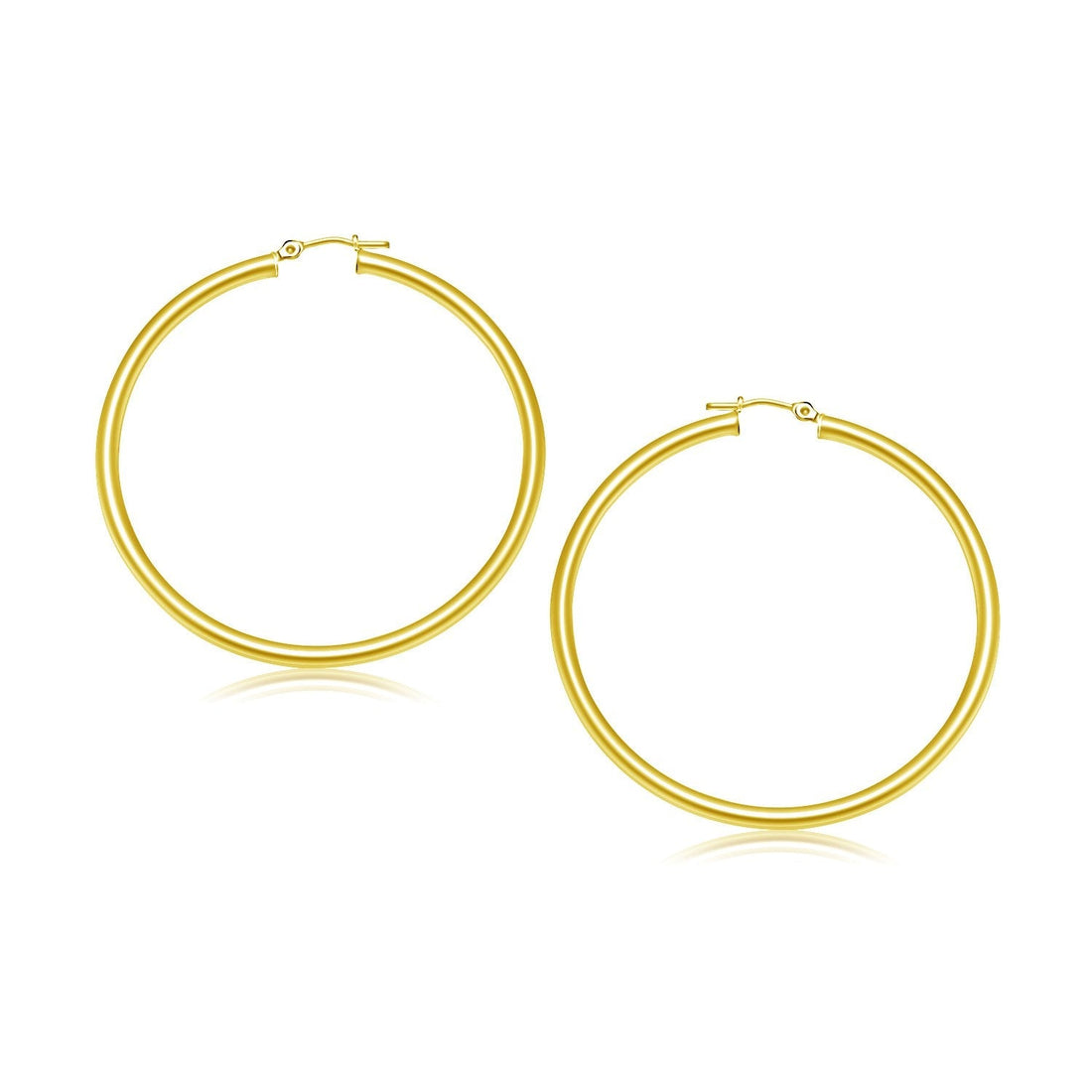 10k Yellow Gold Polished Hoop Earrings (30 mm) Bids.com