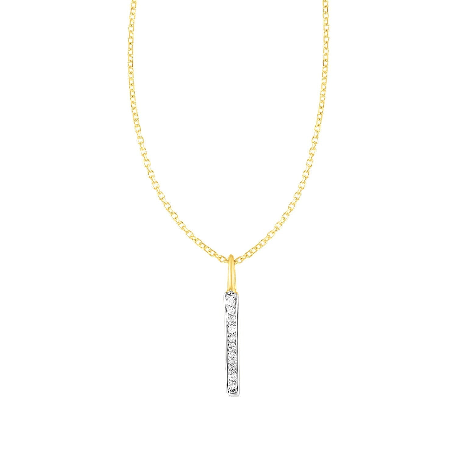 14k Yellow Gold Bar Pendant with Diamonds Bids.com
