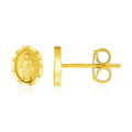 14k Yellow Gold Oval Religious Medallion Post Earrings Bids.com