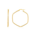 14K Yellow Gold Hexagon Hoop Rounded Edge Earrings Bids.com