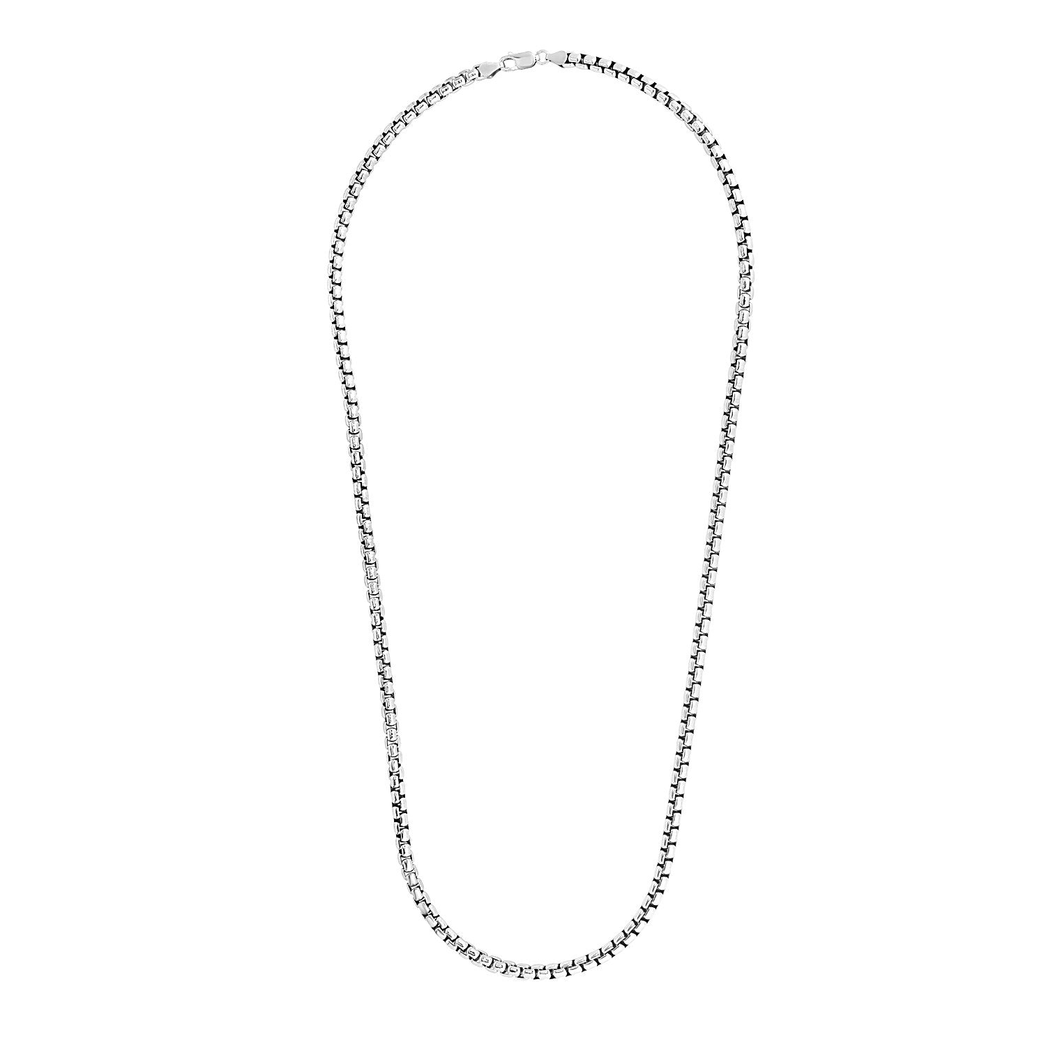 4.4mm Sterling Silver Rhodium Plated Round Box Chain Bids.com