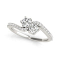 Curved Band Two Stone Diamond Ring in 14k White Gold (3/4 cttw) Bids.com