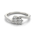 Curved Band Two Stone Diamond Ring in 14k White Gold (3/4 cttw) Bids.com