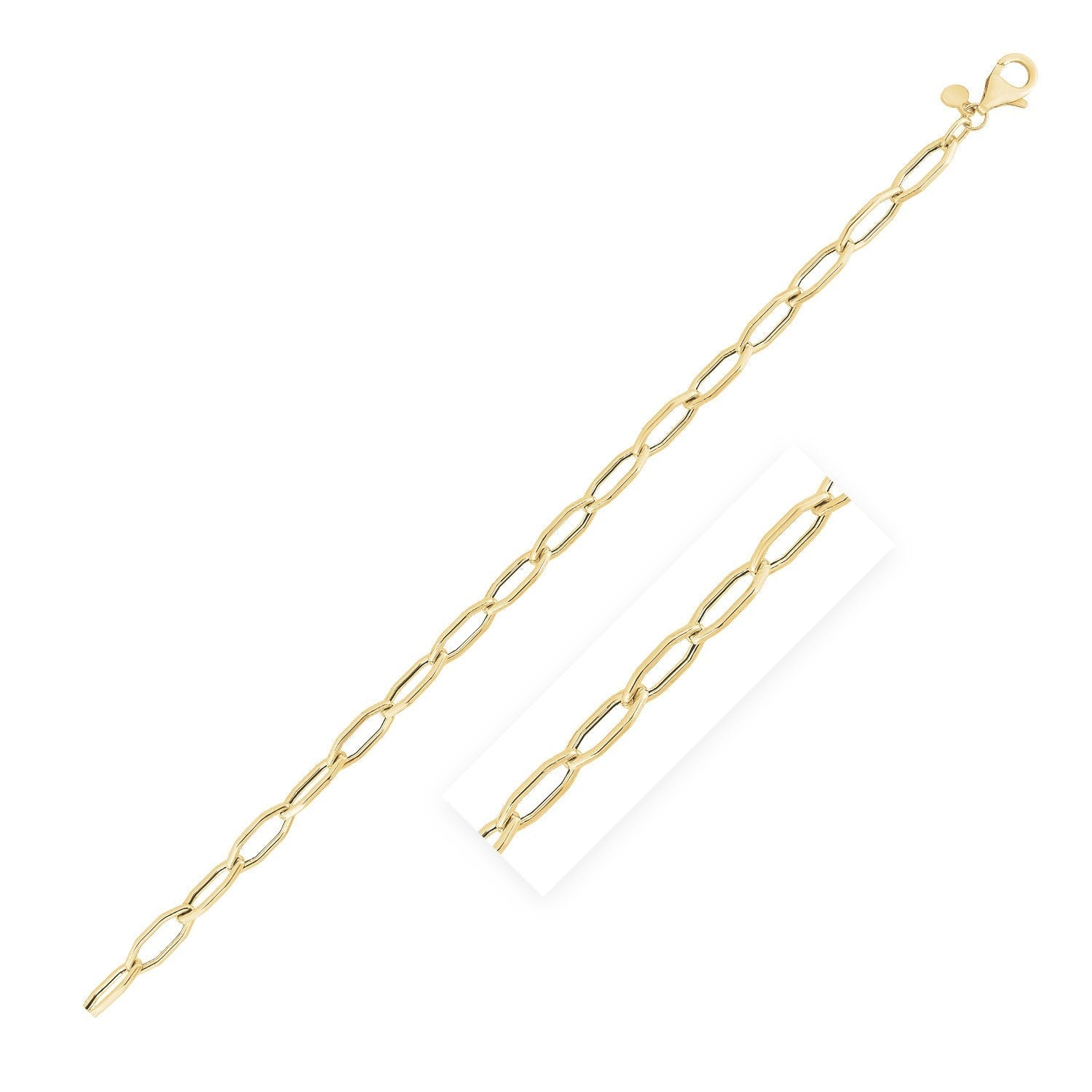 14k Yellow Gold High Polish Hexagon Link Chain (5.0mm) Bids.com