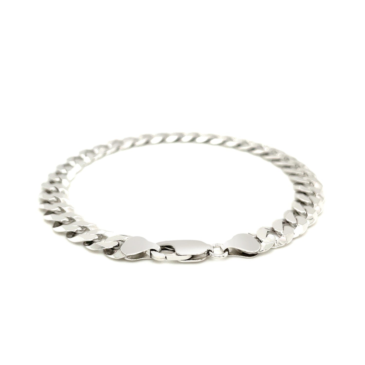 Rhodium Plated 7.9mm Sterling Silver Curb Style Bracelet Bids.com