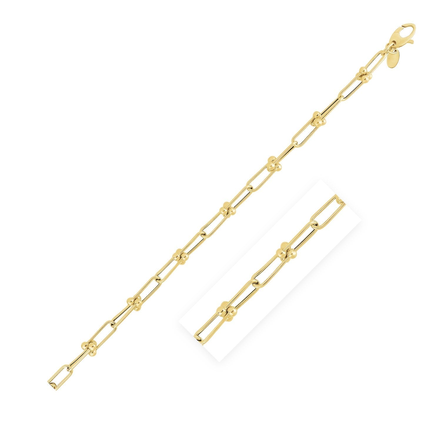 14k Yellow Gold High Polish Jax Link Chain Bracelet (5.9mm) Bids.com