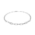14k White Gold Anklet with Fancy Hammered Oval Links Bids.com