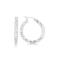 Sterling Silver Faceted Style Hoop Earrings with Rhodium Finishing Bids.com