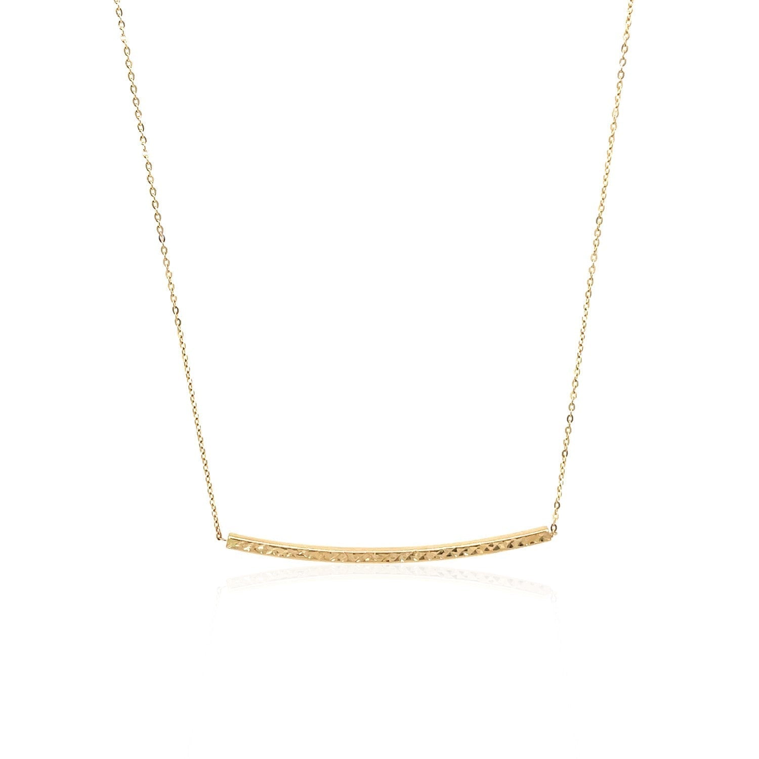 14k Yellow Gold Thin Textured Bar Necklace Bids.com