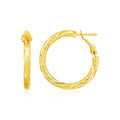 14k Yellow Gold Petite Twisted Round Hoop Earrings Bids.com