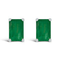 14K White Gold 6x4MM Emerald Shaped Amethyst Solitaire Stud Earrings Bids.com