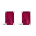 14K White Gold 6x4MM Emerald Shaped Amethyst Solitaire Stud Earrings Bids.com
