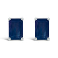 14K White Gold 6x4MM Emerald Shaped Amethyst Solitaire Stud Earrings Bids.com