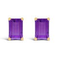 14K White Gold 6x4MM Emerald Shaped Amethyst Solitaire Stud Earrings Bids.com