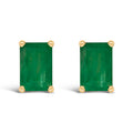 14K White Gold 6x4MM Emerald Shaped Amethyst Solitaire Stud Earrings Bids.com