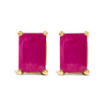 14K White Gold 6x4MM Emerald Shaped Amethyst Solitaire Stud Earrings Bids.com