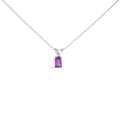 14K White Gold 6x4MM Emerald Cut Purple Amethyst Solitaire Pendant Necklace Bids.com