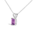 14K White Gold 6x4MM Emerald Cut Purple Amethyst Solitaire Pendant Necklace Bids.com