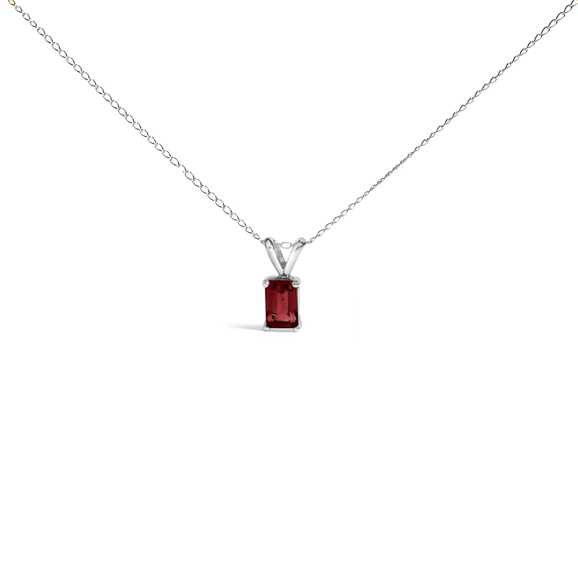 14K White Gold 6x4MM Emerald Cut Purple Amethyst Solitaire Pendant Necklace Bids.com
