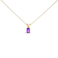 14K White Gold 6x4MM Emerald Cut Purple Amethyst Solitaire Pendant Necklace Bids.com