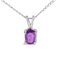 14K White Gold 6x4MM Oval Shaped Purple Amethyst Solitaire Pendant Necklace Bids.com