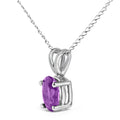14K White Gold 6x4MM Oval Shaped Purple Amethyst Solitaire Pendant Necklace Bids.com