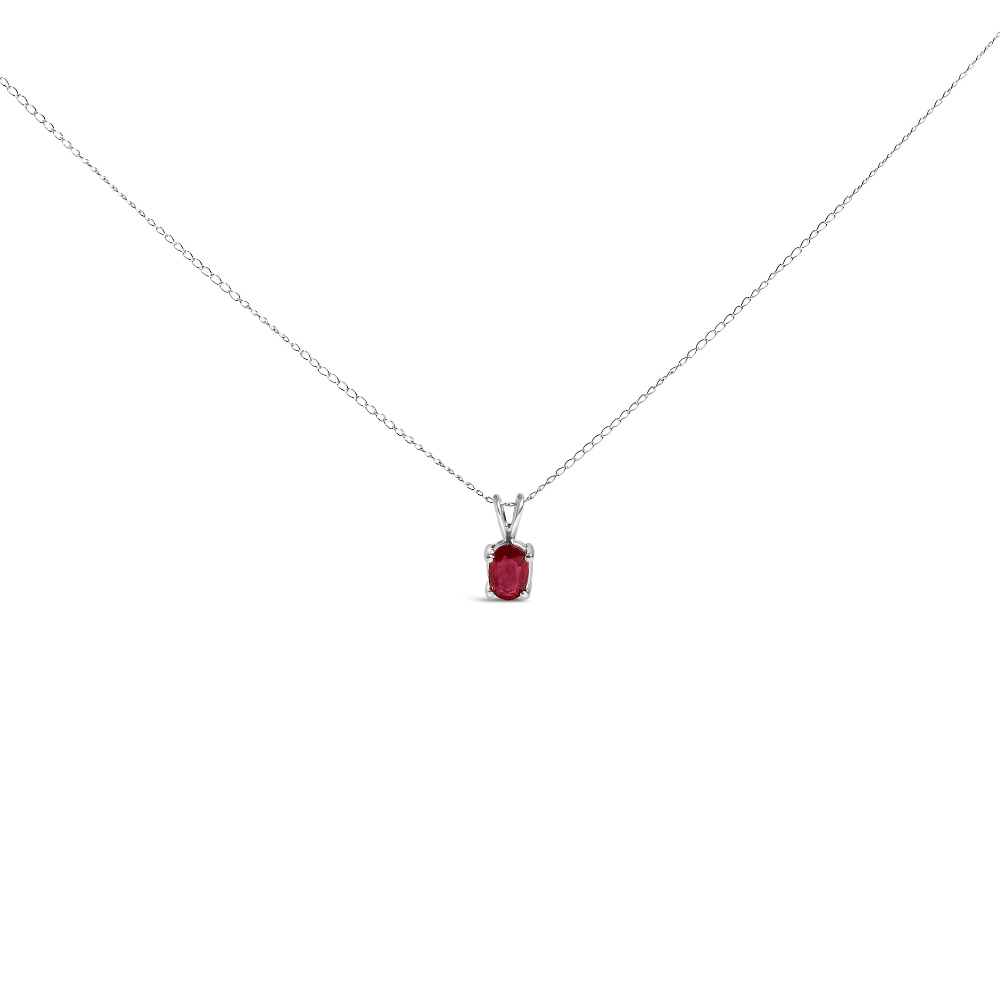 14K White Gold 6x4MM Oval Shaped Purple Amethyst Solitaire Pendant Necklace Bids.com