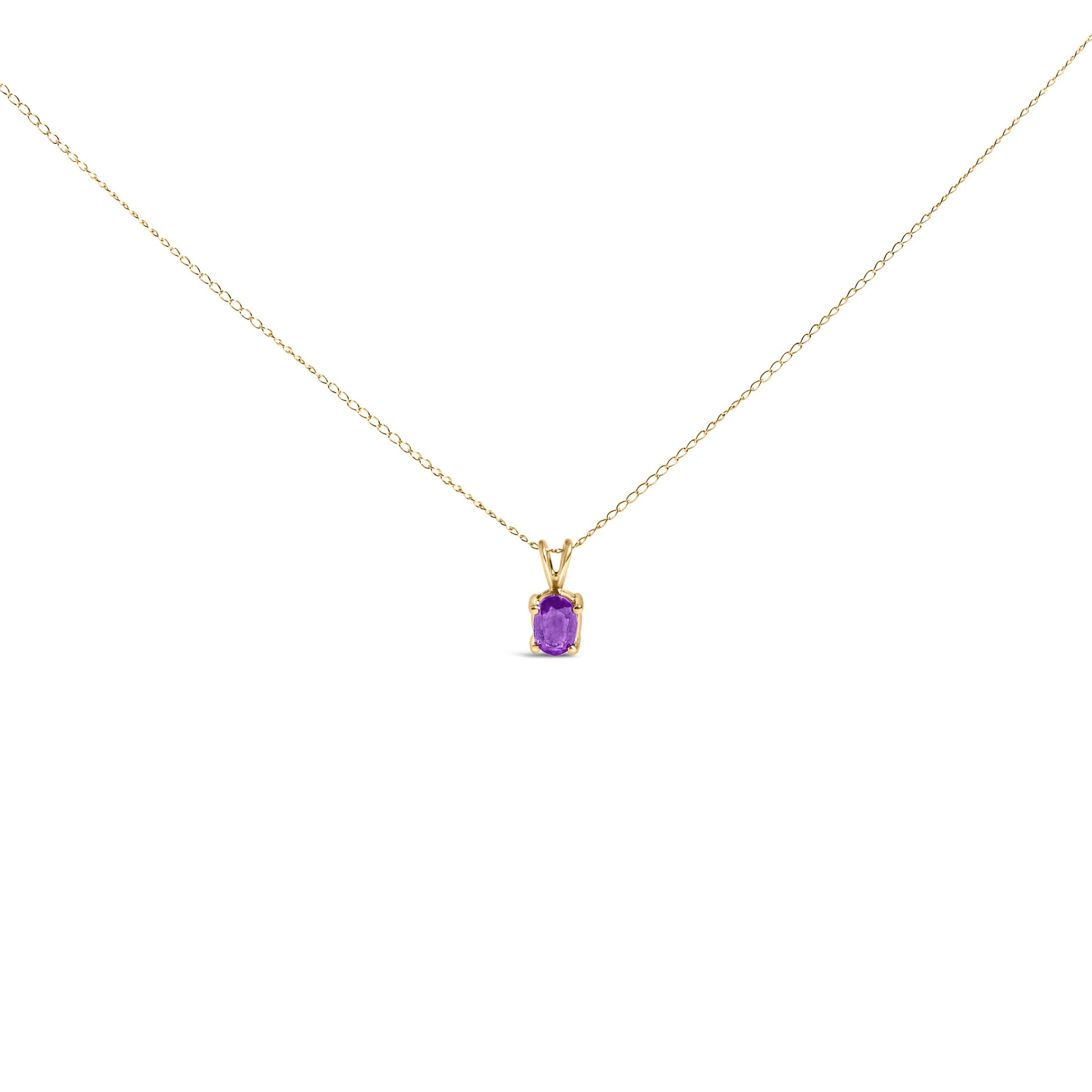 14K White Gold 6x4MM Oval Shaped Purple Amethyst Solitaire Pendant Necklace Bids.com