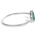 Sterling Silver White Topaz and Green Emerald Floral Bangle Bracelet 6.5 Inch Bids.com