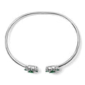 Sterling Silver White Topaz and Green Emerald Floral Bangle Bracelet 6.5 Inch Bids.com