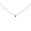 Sterling Silver Lab Created Emerald Bead Chain Necklace Bids.com