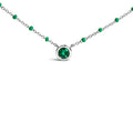 Sterling Silver Lab Created Emerald Bead Chain Necklace Bids.com
