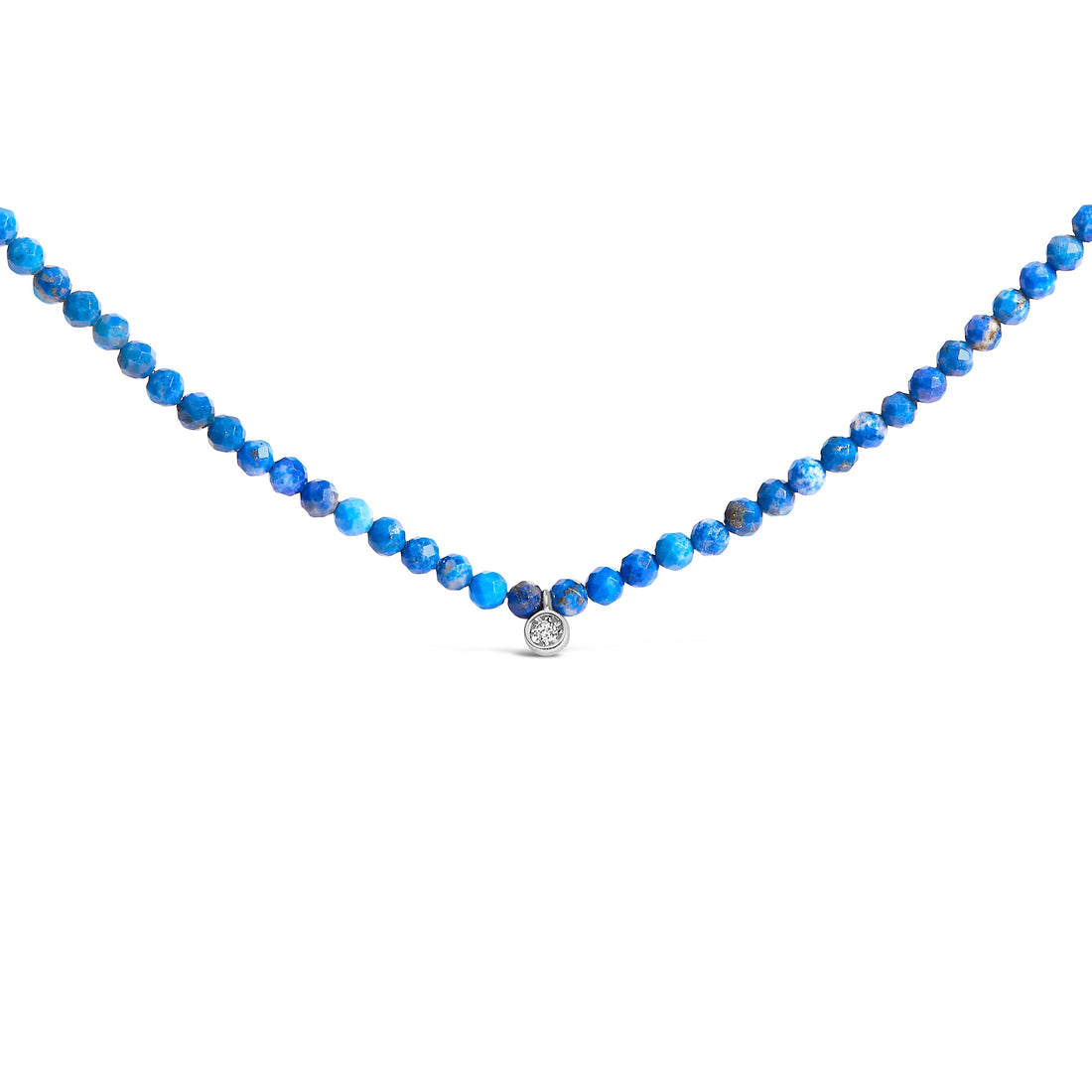 Sterling Silver Diamond Accent Blue Lapis Bead Station Necklace Bids.com